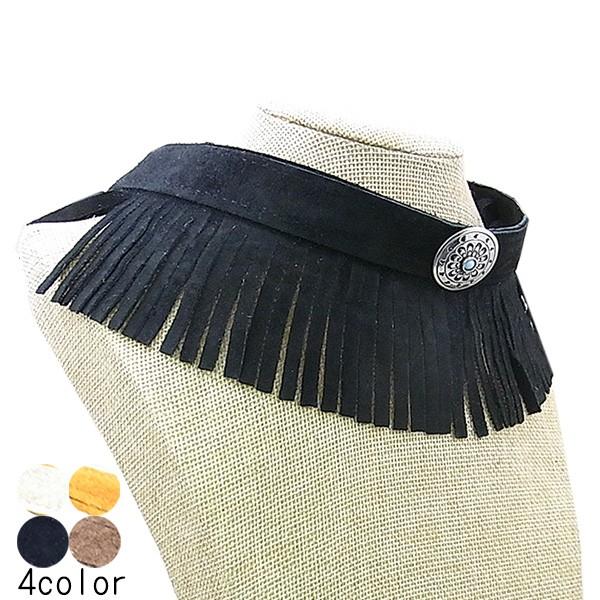 ロング コンチョ チョーカー チャーム ネックレス スエード調 PUレザー  男女兼用 ユニセックス...