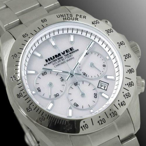 腕時計 ソーラー時計 クロノグラフ メンズ ハンヴィー HUMVEE H-3346WH 送料無料