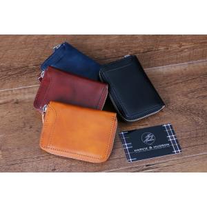 ARVIE&amp;HUDSON ハービーアンドハドソン イタリアンキャピタルレザー ラウンド小銭入れ＆カー...