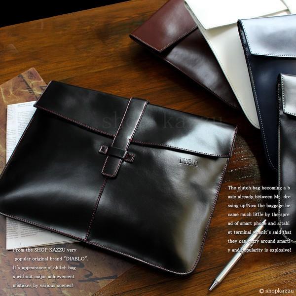 DIABLOディアブロ ホースレザー クラッチバッグ メンズ ショルダーバッグ バイカラ― 2WAY...