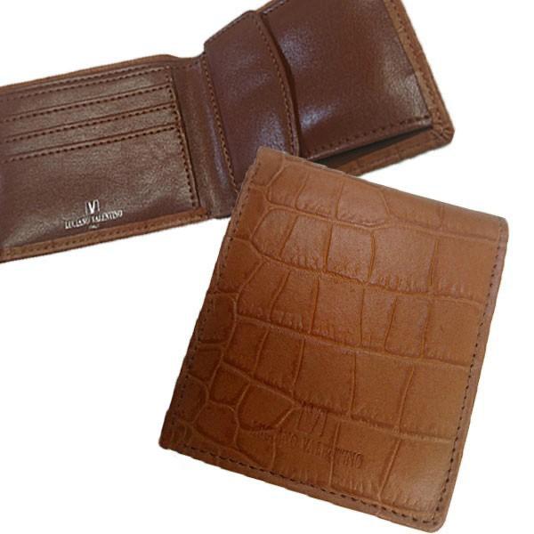 箱無し クロコ型押し メンズ 定番 紳士用ショートウォレットLUCIANO VALENTINO ルチ...