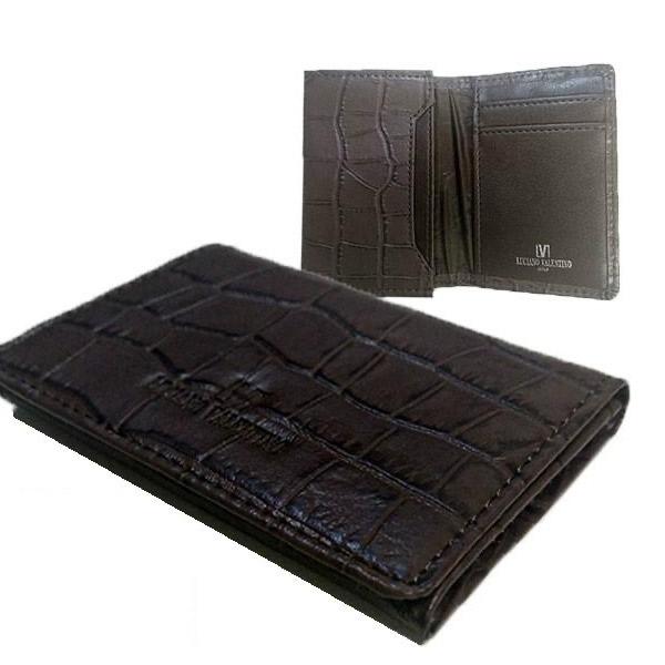 箱無し クロコ型押し メンズ 定番 紳士用カードケースLUCIANO VALENTINO ルチアーノ...