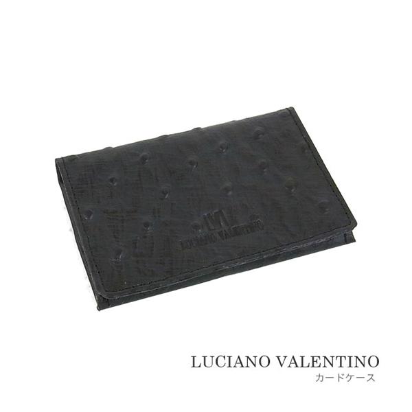 箱無し  メンズ 定番 カードケース 本革 牛革 オーストリッチ型押し LUCIANO VALENT...