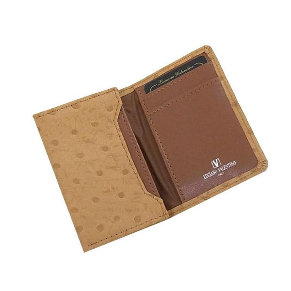 箱無し  メンズ 定番 カードケース 本革 牛革 オーストリッチ型押し LUCIANO VALENT...