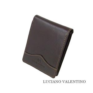 箱無し  メンズ 定番 二つ折り財布 本革 牛革 コスパ良LUCIANO VALENTINO ルチアーノ・バレンチノ  短財布 ブラウン luv6002br｜cccstores