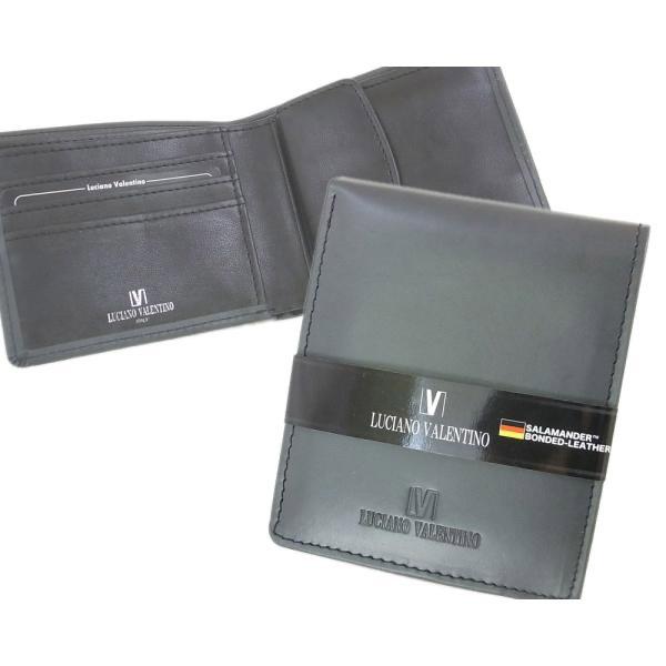 箱無し  メンズ 定番 二つ折り財布 サラマンダーボンデッドレザーLUCIANO VALENTINO...