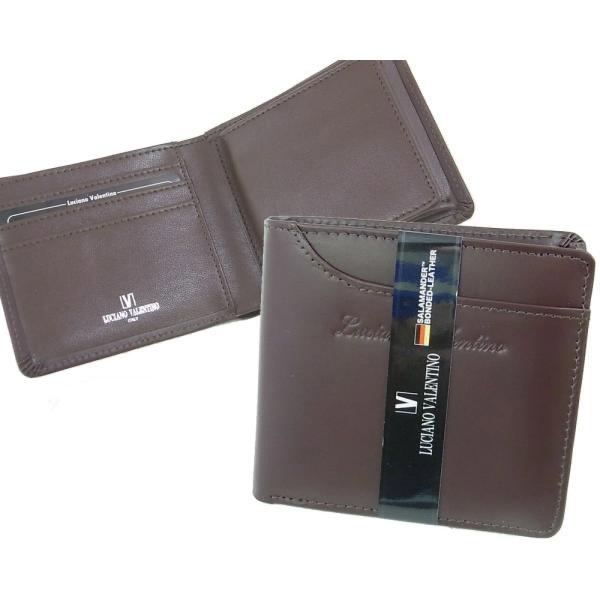 箱無し  メンズ 定番 二つ折り財布 サラマンダーボンデッドレザーLUCIANO VALENTINO...