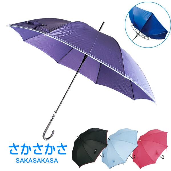 女性用雨傘 レディース 8本骨 耐風 シームレス 60センチ ワンタッチ式 グラスファイバー 長傘 ...