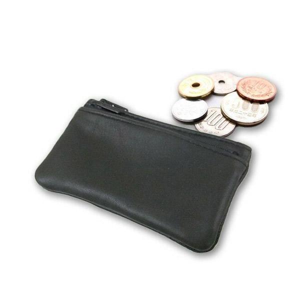 小銭入れ コインケース 手のひらサイズの極小財布 羊革財布 レザーコインケース ブラック 黒色 さい...