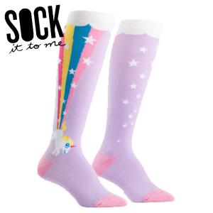 ハイソックス レディース 靴下 総柄 かわいい ユニコーン 動物 ソックス ブランド Rainbow Blast Sock It To Me｜ccilu