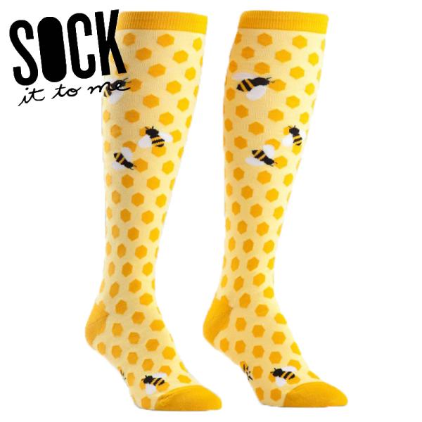 ハイソックス レディース 靴下 総柄 ハチ 虫 かわいい イエロー Bee's Knees Sock...