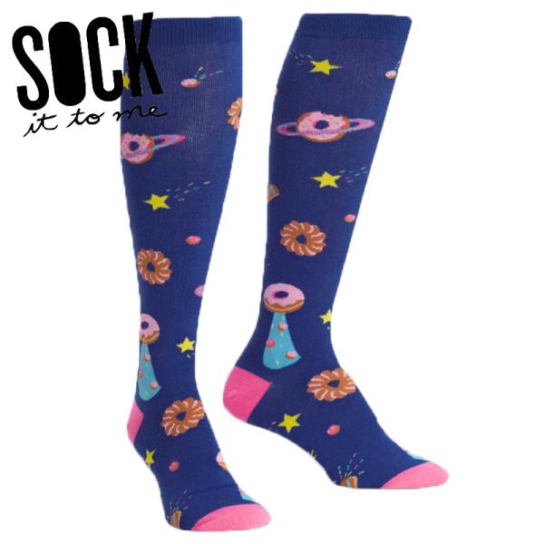 ハイソックス レディース 靴下 総柄 ドーナツ 食べ物 Glazed Galaxy Sock It ...