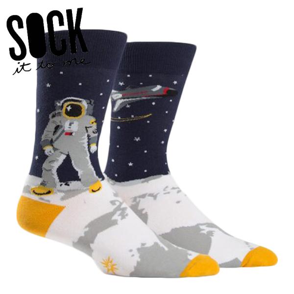 ソックス メンズ 靴下 総柄 宇宙  クルーソックス One Giant Leap Sock It ...