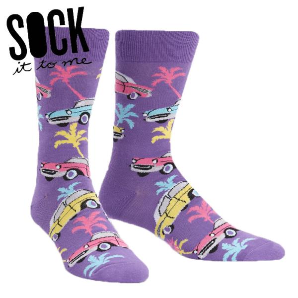 ソックス メンズ 靴下 総柄 車 乗り物 クルーソックス Car Hop Sock It To Me...