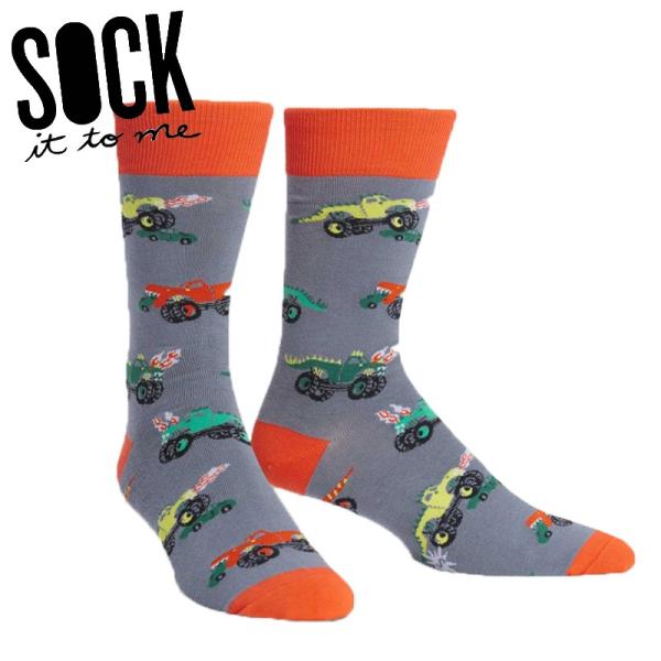 ソックス メンズ 靴下 総柄 恐竜 車 乗り物 Monster Trucks Sock It To ...