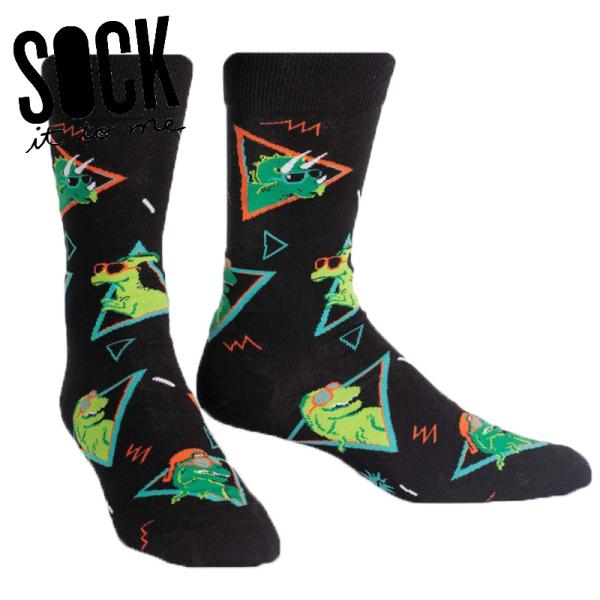ソックス メンズ 靴下 総柄 恐竜 クルーソックス Jurassic Party Sock It T...