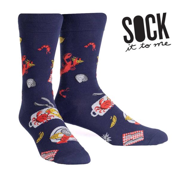 ソックス メンズ 靴下 総柄 食べ物 クルーソックス Happy to See You Get Cr...