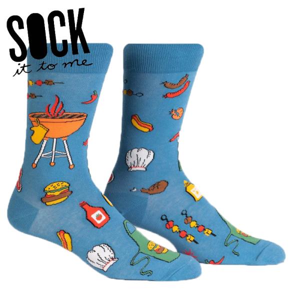 ソックス メンズ 靴下 総柄 食べ物 クルーソックス Grillin' It Sock It To ...