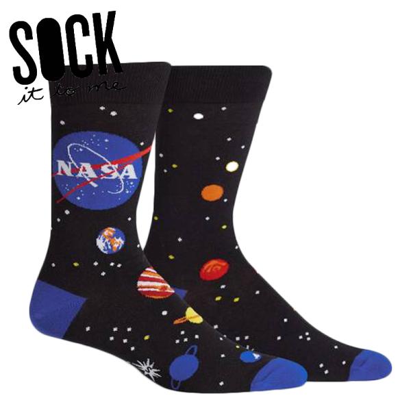 ソックス メンズ 靴下 総柄 宇宙 クルーソックス Men's Solar System Sock ...