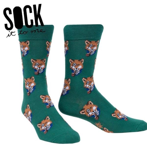 ソックス メンズ 靴下 総柄 動物 クルーソックス The Smoking Fox MEF0218 ...
