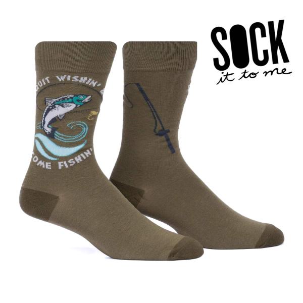 ソックス メンズ 靴下 総柄 Quit Wishin&apos; &amp; Come Fishin&apos; Sock It...