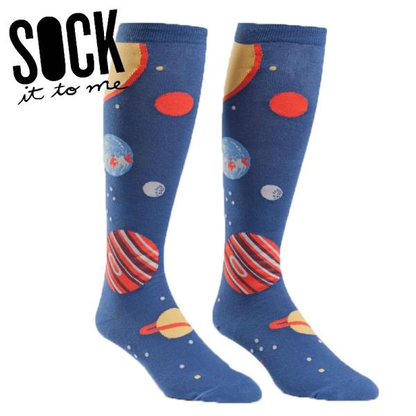 ハイソックス メンズ レディース 幅広 靴下 総柄 ソックス 惑星 宇宙 Planets Sock ...