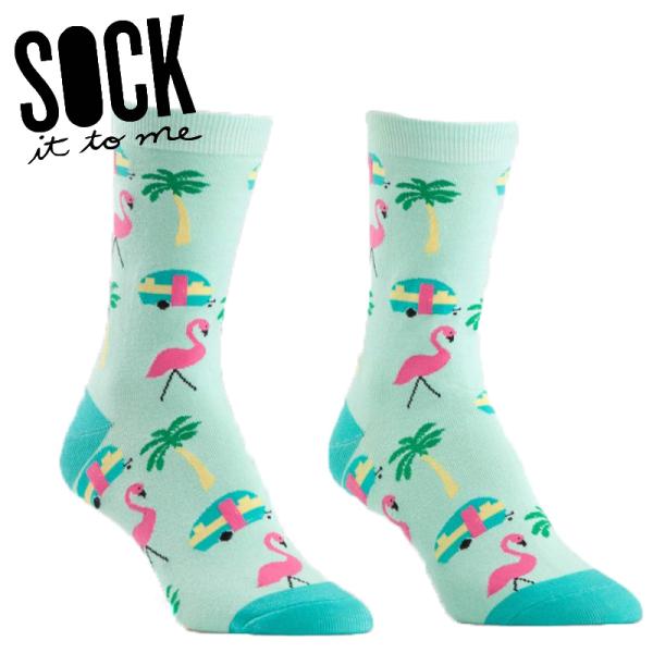 ソックス レディース 靴下 総柄 フラミンゴ 動物 クルーソックス Florida Sock It ...