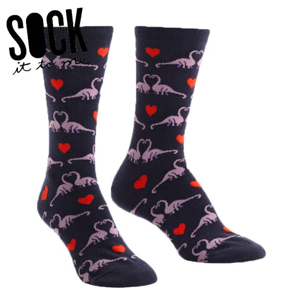 ソックス レディース クルーソックス 靴下 総柄 恐竜 Happy You Exist Sock I...