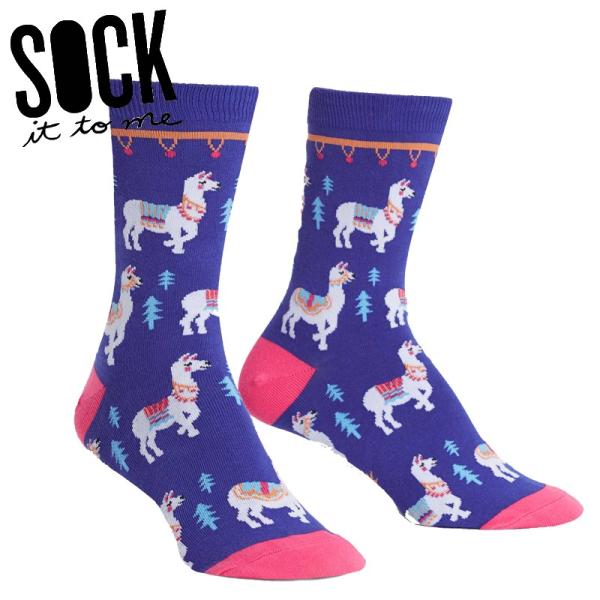 クルーソックス  ソックス レディース 靴下 総柄 ラマ 動物 ?Como te llamas? S...