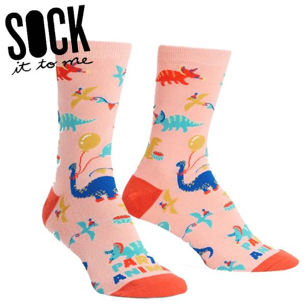 クルーソックス ソックス レディース 靴下 総柄 恐竜 Party Animal Sock It T...