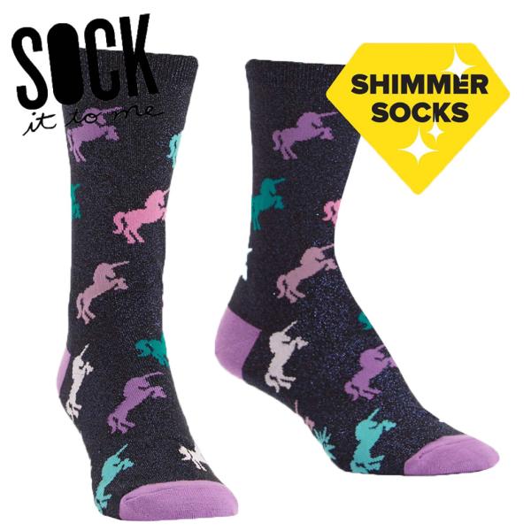 クルーソックス ソックス レディース 靴下 総柄 キラキラ ユニコーン 動物 Keep Pranci...