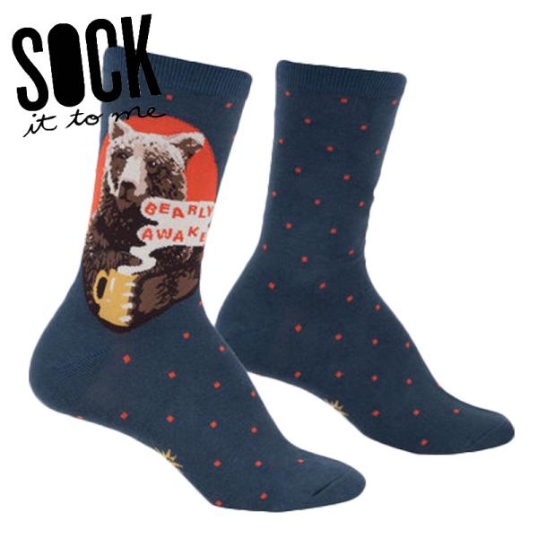 クルーソックス ソックス レディース 靴下 総柄 クマ 動物 Bearly Awake Sock I...