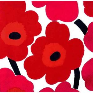 マリメッコ Marimekko ペーパーナプキン Unikko red ウニッコ レッド 2枚 北欧 L-552610 デコパージュ ドリパージュ