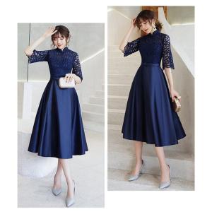 パーティードレス 5分丈 結婚式 ワンピース ...の詳細画像3