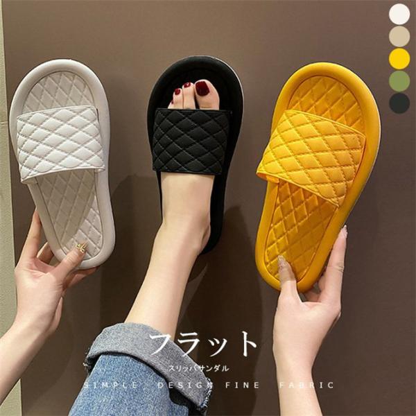 スリッパサンダル レディース ローヒールサンダル 靴 サンダル 歩きやすい 疲れにくい 靴カジュアル...