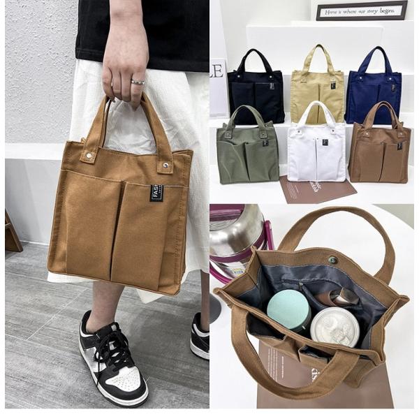 ミニトートバッグ おしゃれ 選べるイニシャル バッグチャーム 仕切り 洗える ミニバッグハンドバッグ...