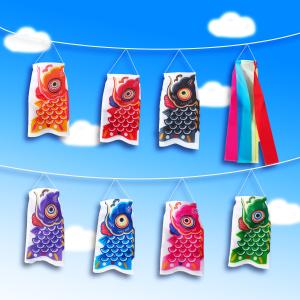 こいのぼり 室内 ミニ 15cm 七色 ミニこいのぼり 鯉のぼり守り袋付き 室内用 お庭 ベランダ こどもの日 端午の節句 7匹 端午の節句 男の子 女の子 キッズ