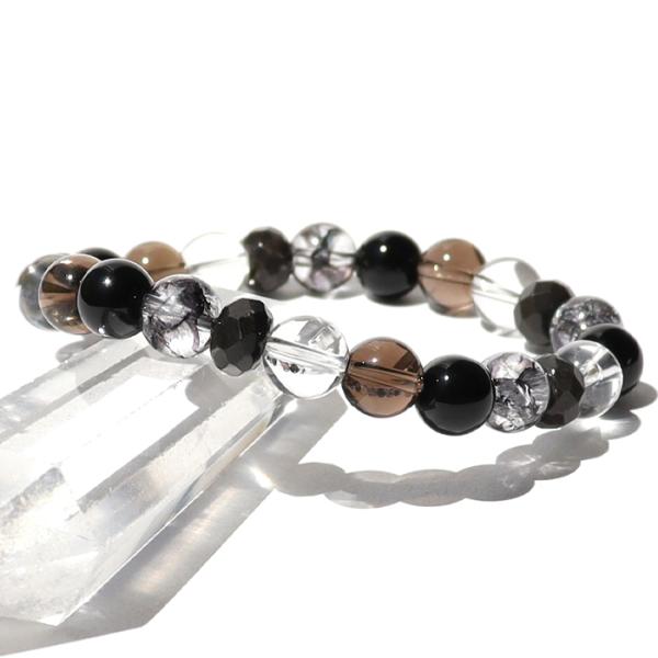 パワーストーン ブレスレット 厄除け 守護 シャーマナイト オニキス スモーキークォーツ 水晶 天然...