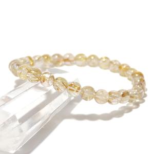 ゴールドルチルクォーツ ブレスレット 10mm 17.5cm メンズ M