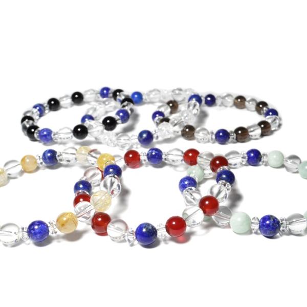 パワーストーン ブレスレット ラピスラズリ 6種類から選べる ラピス 水晶 翡翠 ルチル モリオン ...