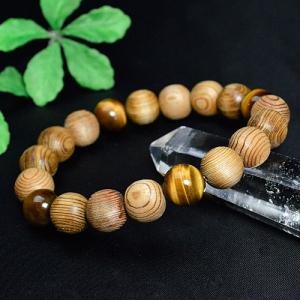 御山杉（神宮杉）× 虎目石（タイガーアイ）× 珪化木】金珠宝輪