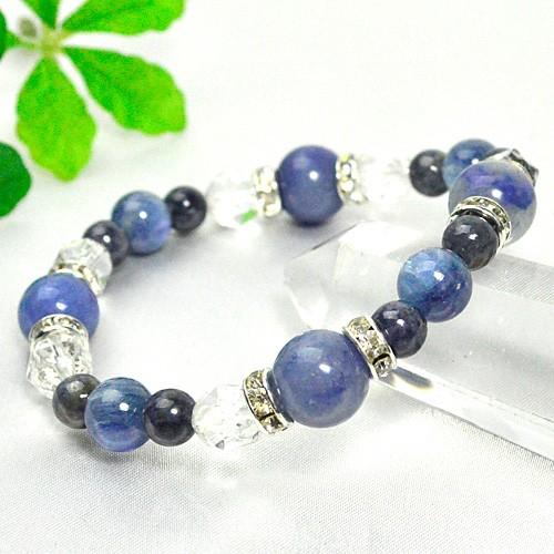 パワーストーン ブレスレット ブルーアベンチュリン カイヤナイト サファイア カット水晶 天然石