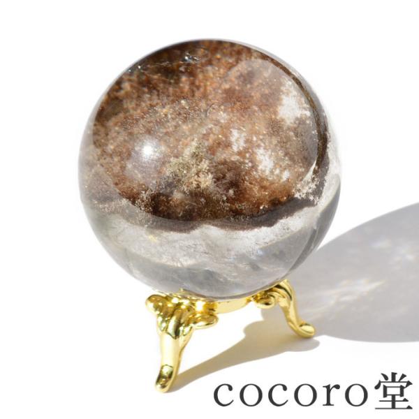 パワーストーン 置き物 ガーデン水晶 レインボー入り 丸玉 ※金台座付き 天然石
