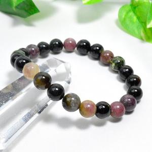ミックスカラー トルマリン ブレスレット 9mm H144-49 : 誠安天然石