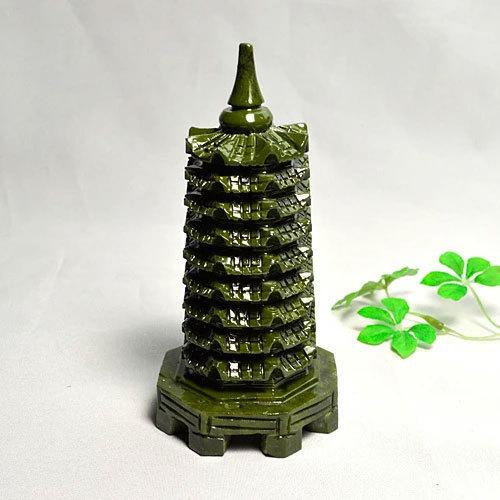 パワーストーン 置物 グリーンジェイド 九層文昌塔 天然石