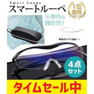 【4点セット】スマートルーペ　メガネルーペ　拡大鏡　眼鏡　ケース付き