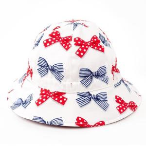 ベビー帽子 ハット ポルカドットとストライプのフレンチリボン アイボリー 赤ちゃん ベビー 出産祝い