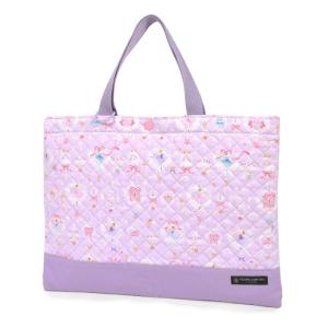 レッスンバッグ キルティング ループ付き レース模様にprettyバレリーナ ラベンダー 手さげバッグ 絵本袋 通学 入園グッズ 子供 小学生
