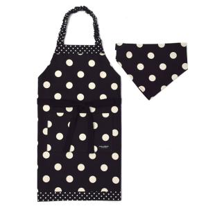 SALE decor PolkaDot エプロン 100-120サイズ polka dot large twill・black ×polka dot small twill・black エプロン 子供｜ccstyle