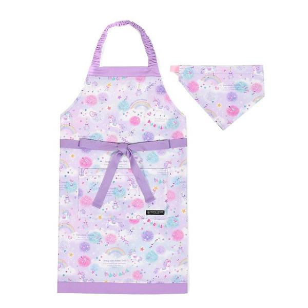 子どもエプロン 130〜160cm ユニコーンファンタジー 子供 エプロン 三角巾 セット ゴム キ...